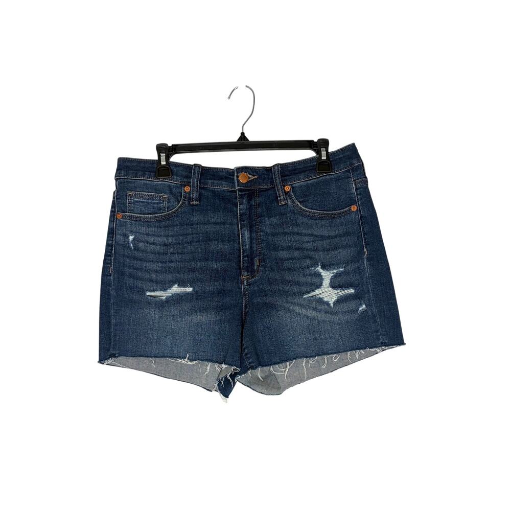 Universal Thread High Rise Midi Shorts Women’s Sz 12/31 Distressed Cutoff EUC